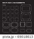 Abstract futuristic sci-fi concept user interface HUD. Vector set of circular, rectangular techno futuristic frame vector graphic elements. 69018613