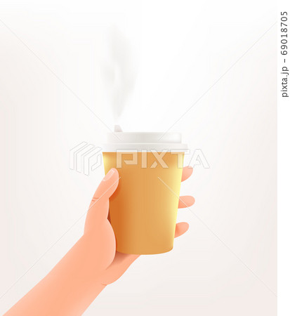 Human hand holding a coffee. Vector mockup on 69018705