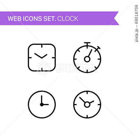 Clock. Thin line icons vector set 69018706
