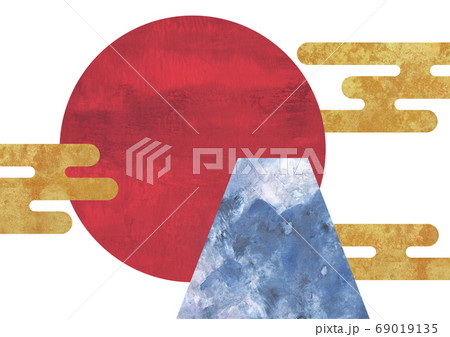 富士山と日の出のイラスト 年賀状 背景素材のイラスト素材