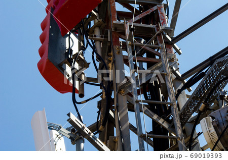 Telecommunication tower with antennas of cellular Telecommunication tower with antennas of cellular 69019393