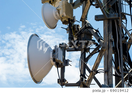 Telecommunication tower with antennas of cellular 69019412