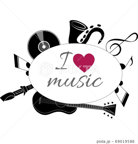 Musical instruments on a white background with a Musical instruments on a white background with a 69019586