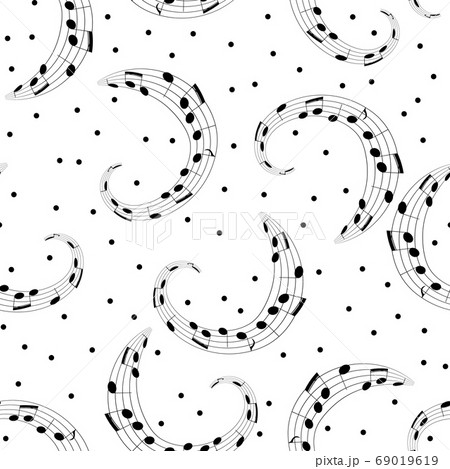 Musical lines are scattered over a white 69019619