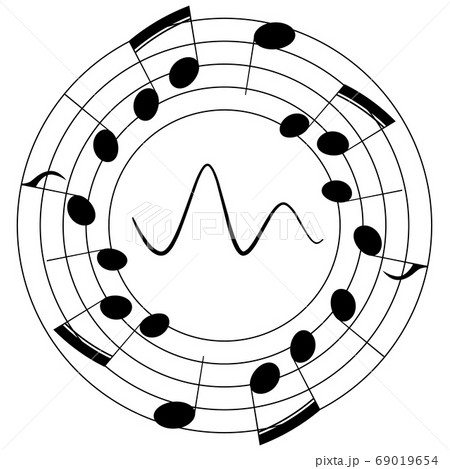 Musical circle and wave on a white background. 69019654
