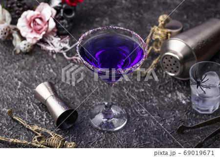 Halloween purple lavender Margarita cocktail Halloween purple lavender Margarita cocktail 69019671