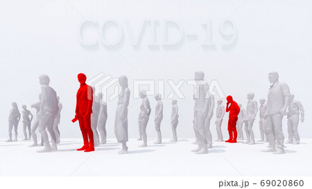 Infection of people with virus COVID-19 3D concept 69020860