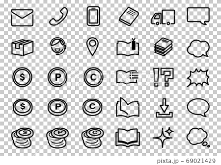 書店・電子書籍のアイコンセット　線画バージョン 69021429