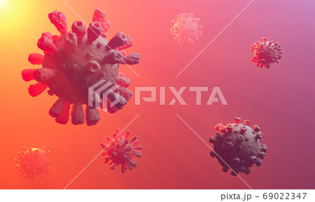 Image of Flu COVID-19 virus cell concept. 69022347