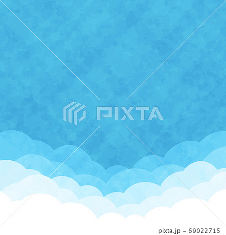 雲の背景 正方形 青空 水彩風 雲の背景 正方形 青空 水彩風 69022715
