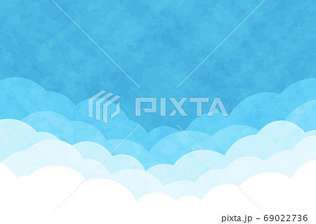 雲の背景　長方形　青空　水彩風 69022736