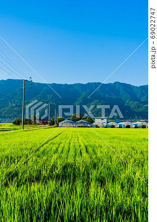 筑後平野 田園風景 山並み 筑後平野 田園風景 山並み 69022747