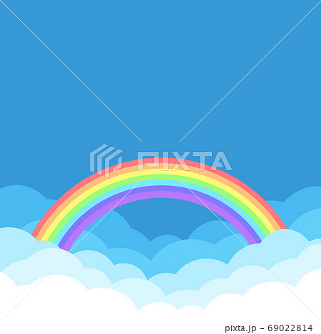 雲の背景 正方形 青空 虹のイラスト素材