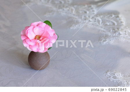 薔薇の一輪挿しの写真素材