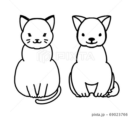 シンプルな犬と猫のペアのアイコンのイラスト素材
