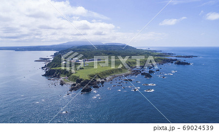 《秋田県・男鹿半島》入道崎の空撮 69024539