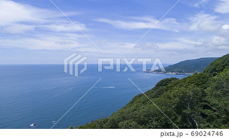 秋田県 男鹿半島 空撮の写真素材