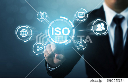 Concept of ISO standards quality control assurance warranty business technology 69025324