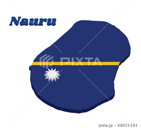 3D Map outline and flag of Nauru,  69025393