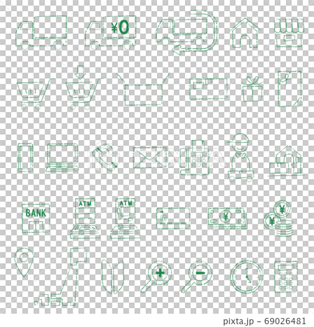 Mail order icon set Mail order icon set 69026481