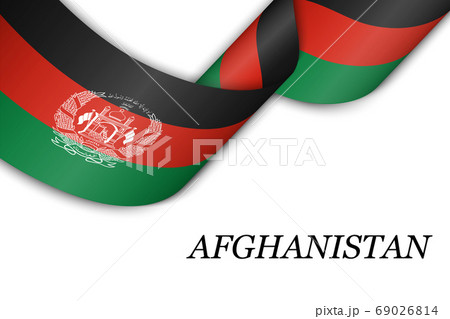 Waving ribbon or banner with flag of Afghanistan 69026814