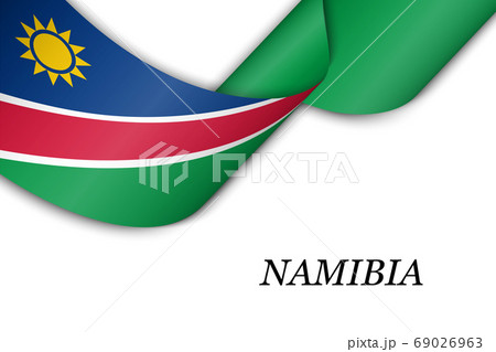 Waving ribbon or banner with flag of Namibia. Waving ribbon or banner with flag of Namibia. 69026963