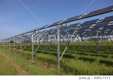 太陽光パネル 営農型ソーラー 愛知県弥富市の写真素材