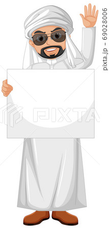 Adult man arab wearing arab costume and holding 69028006