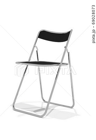 斜めから見た1脚のパイプ椅子の3dレンダリングのイラスト素材