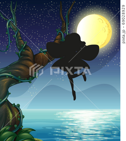 Fairy silhouette in nature background Fairy silhouette in nature background 69028929