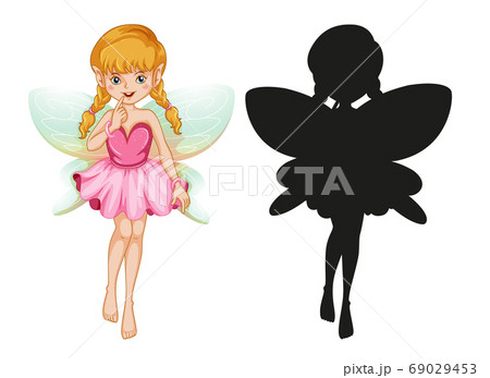 Set of fairy characters and its silhouette on 69029453