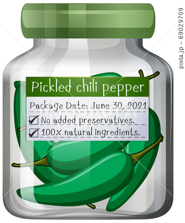 Pickled Chilli Pepper In Glass Jarのイラスト素材