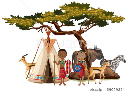 Ethnic people of African tribes in traditional 69029894