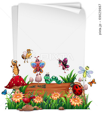 Blank paper with animal garden set isolated 69029987