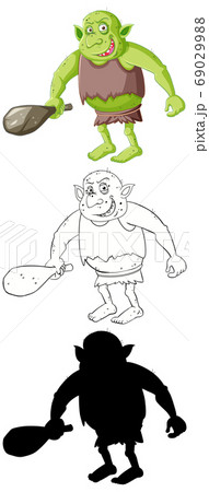 Goblin or troll in color and outline and Goblin or troll in color and outline and 69029988