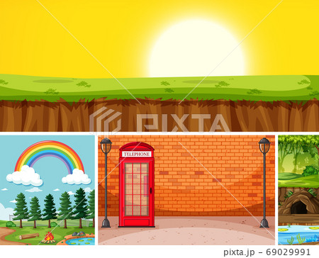 Four different scenes in nature setting cartoon 69029991