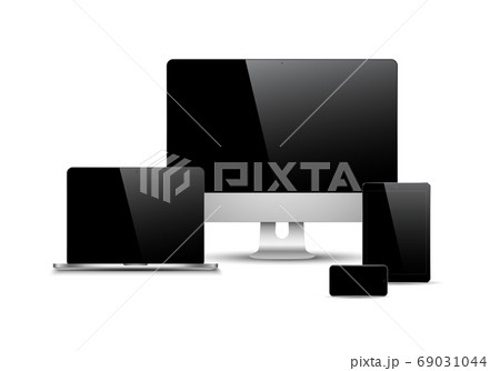 Set of realistic computer monitors, laptops, Set of realistic computer monitors, laptops, 69031044