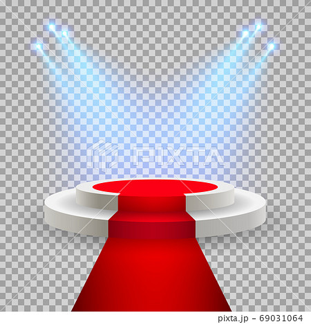 Red carpet with round podium. Pedestal or Red carpet with round podium. Pedestal or 69031064