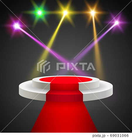 Red carpet with round podium. Pedestal or Red carpet with round podium. Pedestal or 69031066