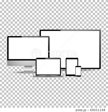 Set of realistic computer monitors, laptops, Set of realistic computer monitors, laptops, 69031198