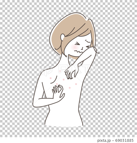 背中をかきむしる女性 背中をかきむしる女性 69031885