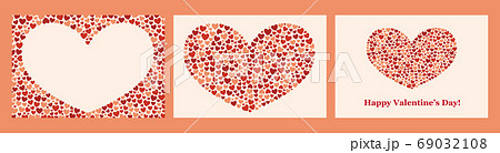 バレンタイン 母の日素材 ハートのメッセージカード両面デザイン 文面1種 裏面2種 のイラスト素材