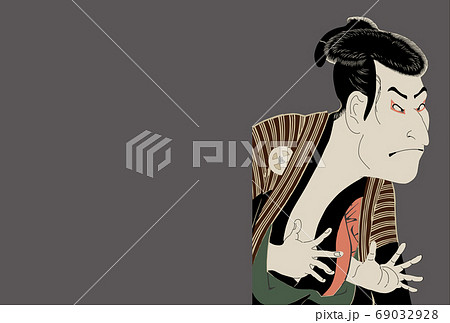 年賀状 東洲斎写楽 三代目大谷鬼次の江戸兵衛 横右 年賀状 東洲斎写楽 三代目大谷鬼次の江戸兵衛 横右 69032928