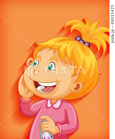 Cute little girl smile cartoon character isolated Cute little girl smile cartoon character isolated 69033425