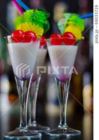 exotic drink based on Malibu rum and other exotic drink based on Malibu rum and other 69033726
