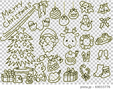 Illustration material: Cute hand-drawn Christmas material set 69033776