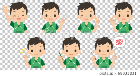笑顔の男の子のアイコン セット 子ども イラストのイラスト素材