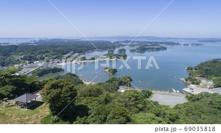 《宮城県・松島市》大高森からの眺望(空撮) 69035818