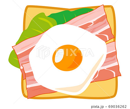 ベーコンエッグとトーストの朝食のベクターイラスト のイラスト素材