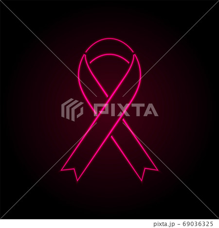 Breast cancer awareness month. Neon laser pink ribbon tape 69036325